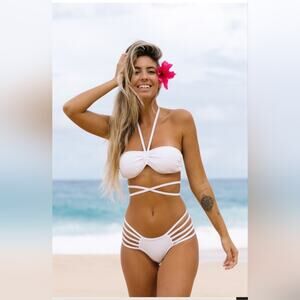 Fabletics bandeau waist wrap swim suit bikini